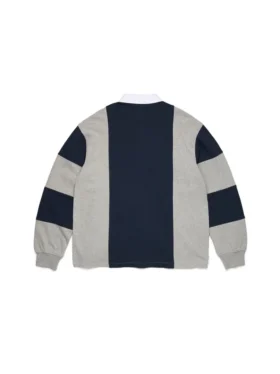 Rugby-Shirt mit Cotton Wreath und panafrikanischer Flagge, grau/marineblau