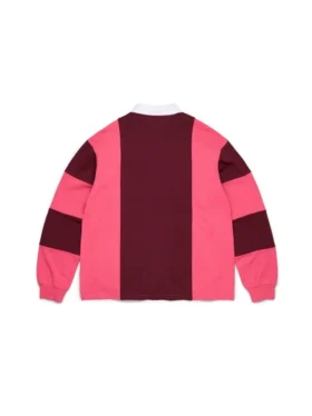 Rugby-Shirt mit Cotton Wreath und panafrikanischer Flagge, Rosa/Braun