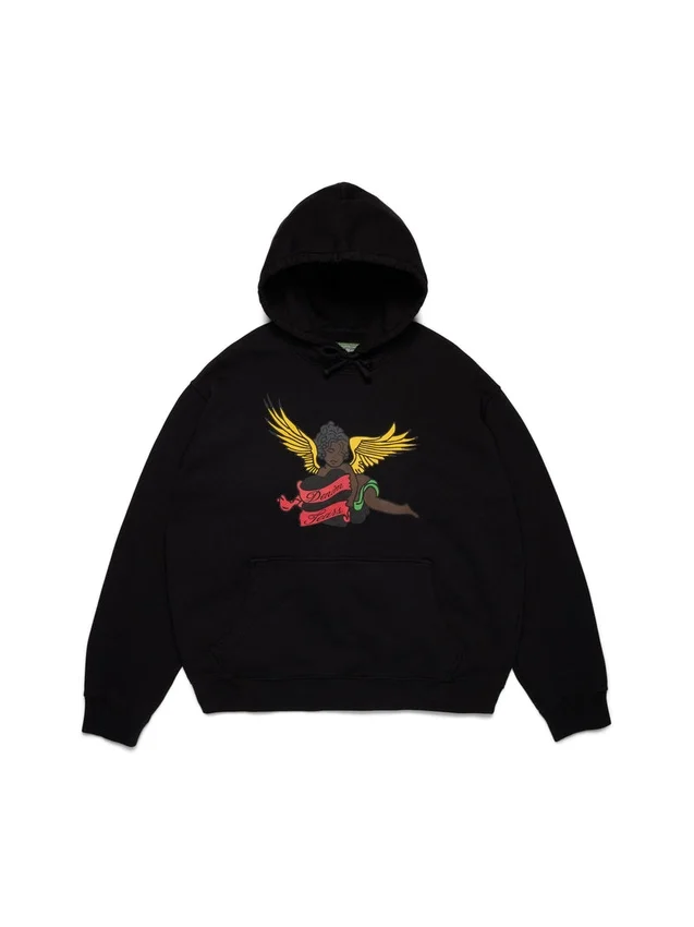 Schwarzer Cherub-Hoodie, schwarz