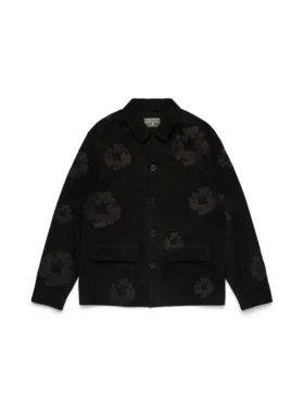 Schweißerjacke aus Wildleder mit Cotton Wreath, schwarz