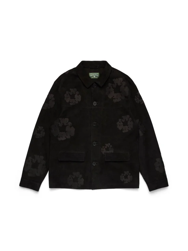 Schweißerjacke aus Wildleder mit Cotton Wreath, schwarz