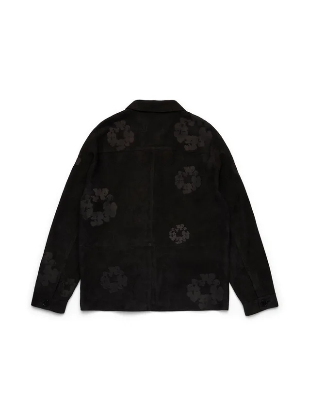 Schweißerjacke aus Wildleder mit Cotton Wreath, schwarz
