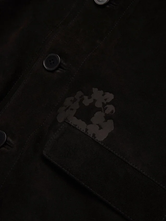Schweißerjacke aus Wildleder mit Cotton Wreath, schwarz