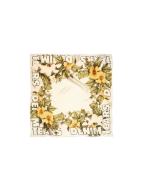 Seidenbandana mit Blumenmuster, cremefarben