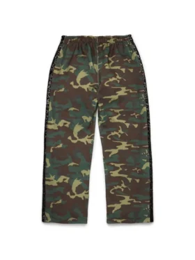 Sweathose mit offenem Saum und Pailletten-Camouflage-Muster