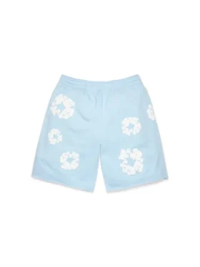Sweatshorts mit Cotton Wreath-Motiv in Puder-Blau