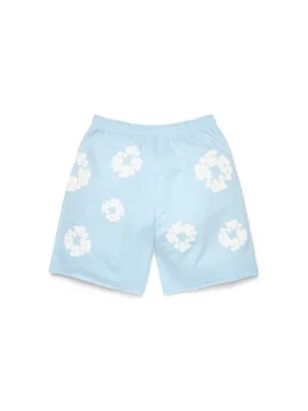 Sweatshorts mit Cotton Wreath-Motiv in Puder-Blau