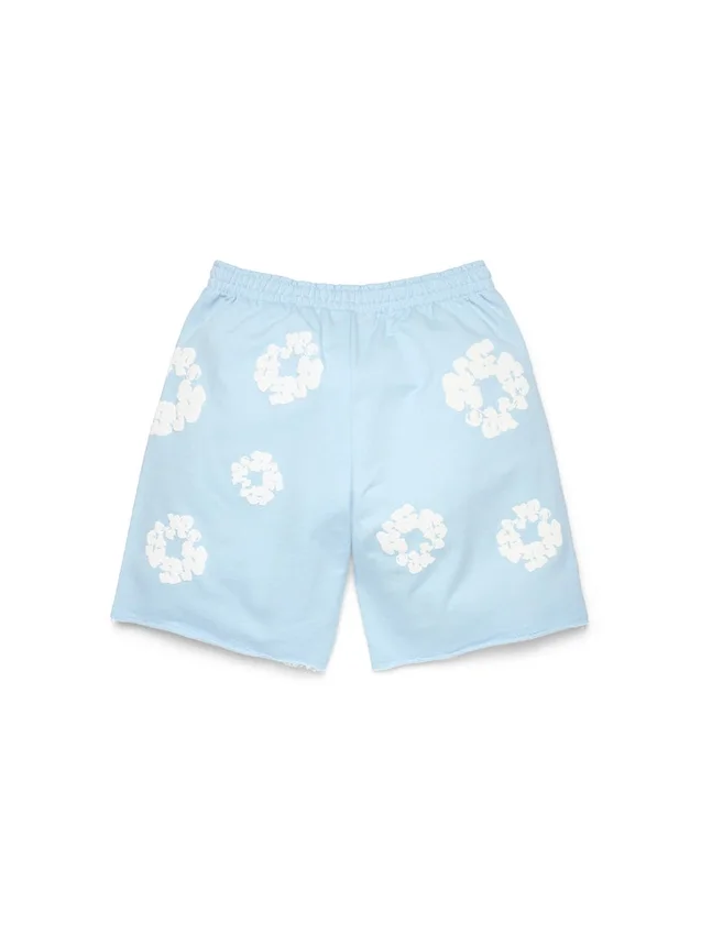 Sweatshorts mit Cotton Wreath-Motiv in Puder-Blau