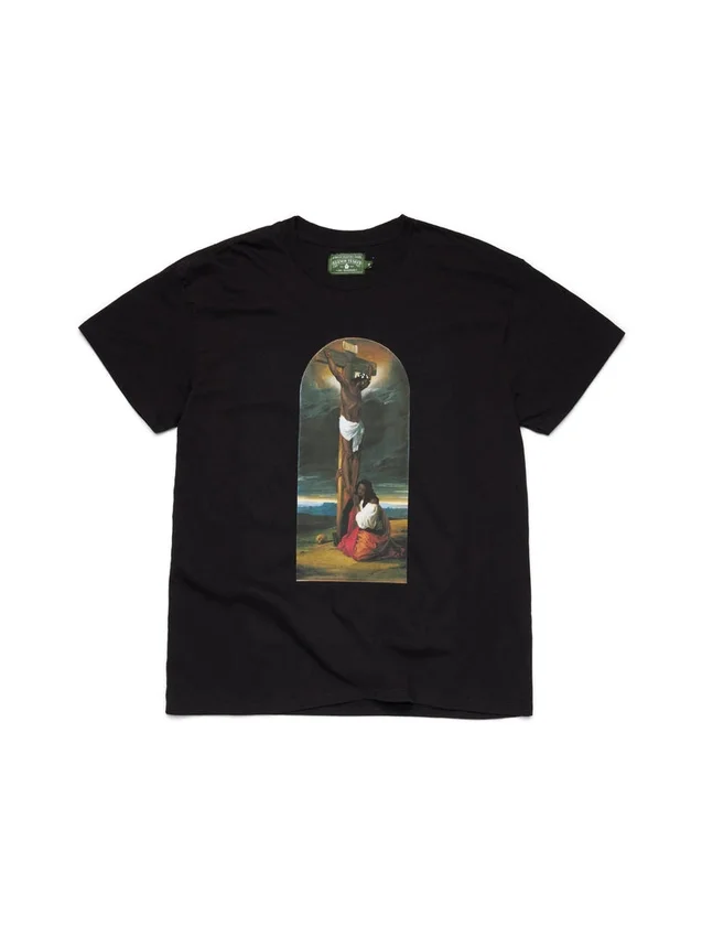 T-Shirt „Die heilige Maria Magdalena am Fuße des Kreuzes“, schwarz