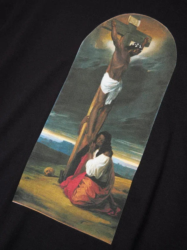 T-Shirt „Die heilige Maria Magdalena am Fuße des Kreuzes“, schwarz