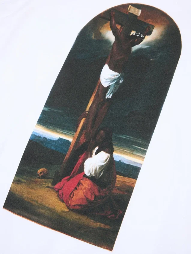 T-Shirt „St. Maria Magdalena am Fuße des Kreuzes“ – Weiß