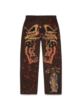 Tattoo-Cordhose, braun