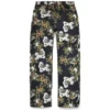 Weite Denim-Hose mit Blumenmuster und Selvedge