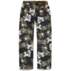 Weite Denim-Hose mit Blumenmuster und Selvedge