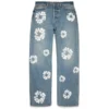 Weite Denim-Jeanshose mit Cotton Wreath, helle Waschung