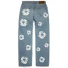 Weite Denim-Jeanshose mit Cotton Wreath, helle Waschung
