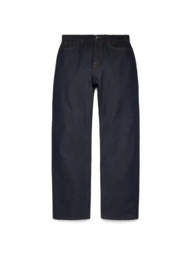 Weite Denim-Jeanshose mit Webkante