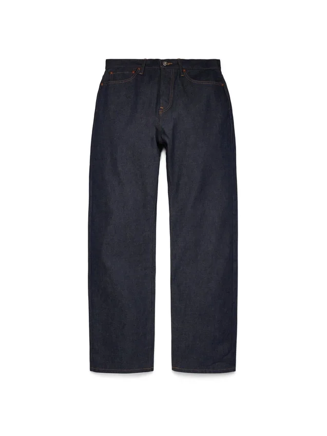 Weite Denim-Jeanshose mit Webkante