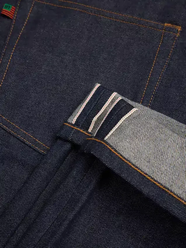 Weite Denim-Jeanshose mit Webkante