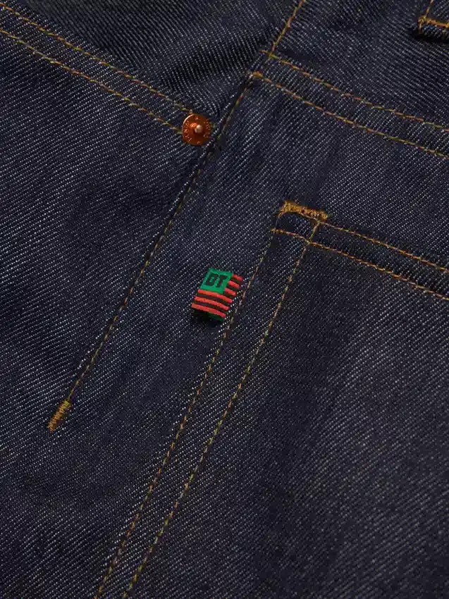 Weite Denim-Jeanshose mit Webkante
