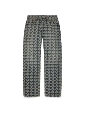 Weite Jacquard-Wreath-Denim-Jeans