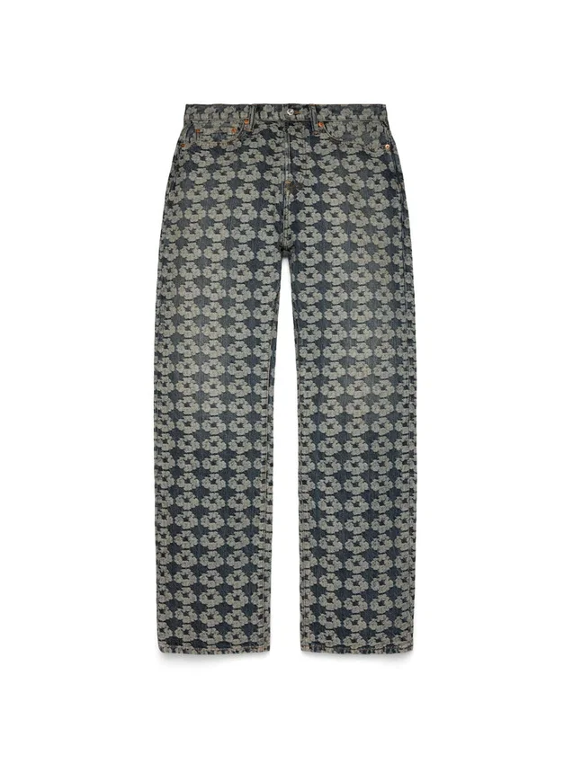 Weite Jacquard-Wreath-Denim-Jeans