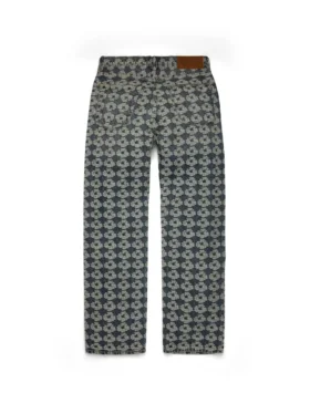 Weite Jacquard-Wreath-Denim-Jeans