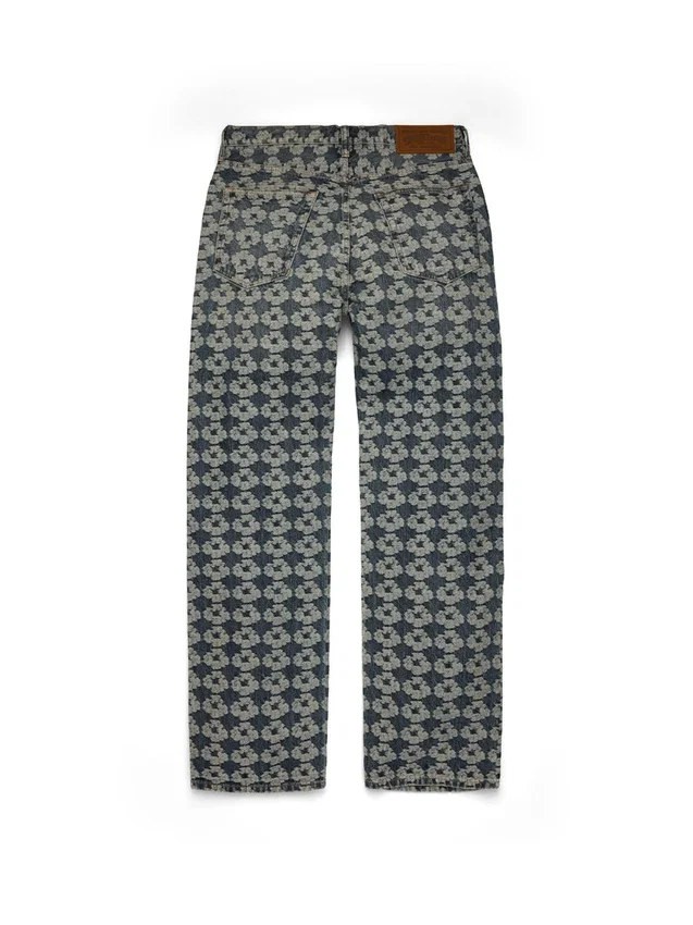 Weite Jacquard-Wreath-Denim-Jeans
