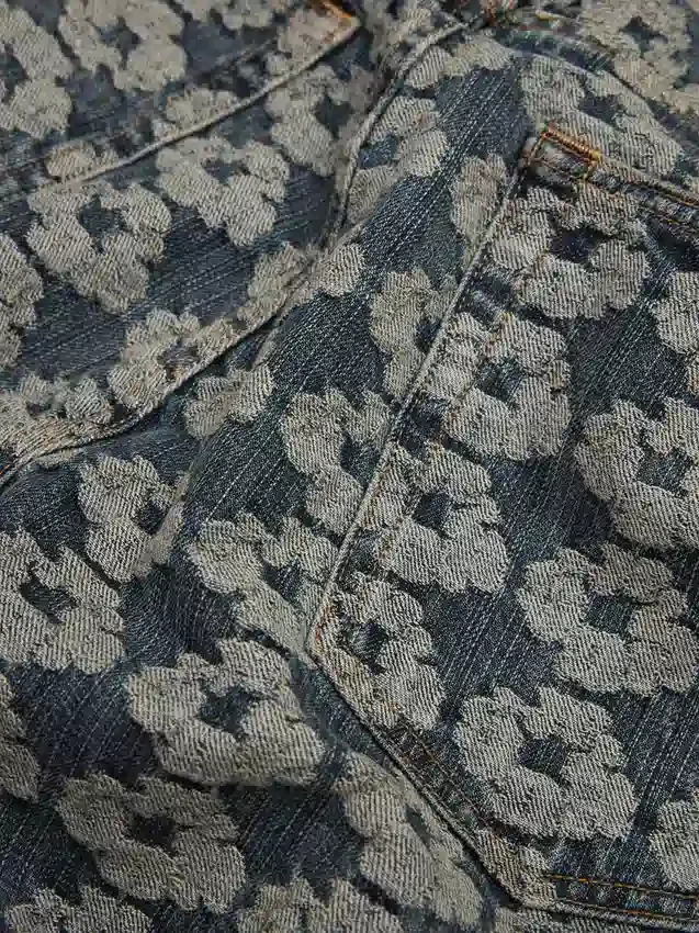 Weite Jacquard-Wreath-Denim-Jeans