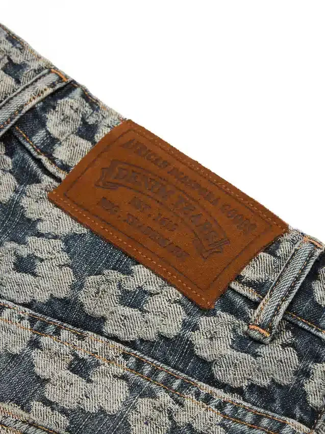 Weite Jacquard-Wreath-Denim-Jeans