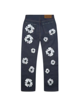 Weite, mit Nieten besetzte „Cotton Wreath“-Jeanshose aus Selvedge-Denim